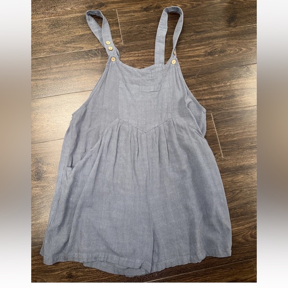 ANRABESS Women's Casual Adjustable Strap Linen Short Bib Overalls Jumpsuit - Picture 2 of 5